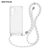 Θήκη Σιλικόνης με Κορδόνι Sonique Armor Clear Samsung Galaxy S25 Rainbow Λευκό