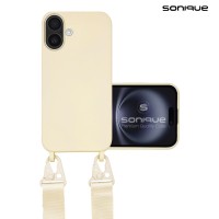 Θήκη Σιλικόνης με Strap CarryHang Sonique Apple iPhone 16 Μπεζ