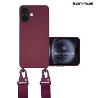 Θήκη Σιλικόνης με Strap CarryHang Sonique Apple iPhone 16 Μπορντό