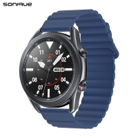 Λουράκι Σιλικόνης Wavy Magnetic Band Sonique 20mm για Samsung, Huawei, Amazfit, Xiaomi, Honor Μπλε Σκούρο