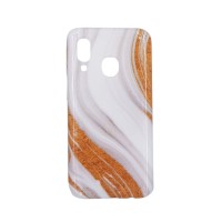 Θήκη Marble Silicon Samsung Galaxy A40 Gold / White
