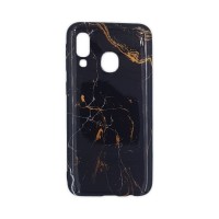 Θήκη Marble Silicon Samsung Galaxy A40 Black / Gold