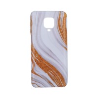 Θήκη Marble Silicon Xiaomi Redmi Note 9S/9 Pro Gold / White