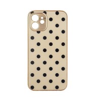 GKK Electroplate Glass Case Apple iPhone 12 Πουά Μπεζ