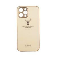 GKK Electroplate Glass Case Apple iPhone 12 Pro Rendeer Μπεζ