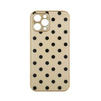 GKK Electroplate Glass Case Apple iPhone 12 Pro Πουά Μπεζ