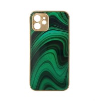 GKK Electroplate Marble Glass Case Apple iPhone 12 Πράσινο