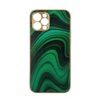 GKK Electroplate Marble Glass Case Apple iPhone 12 Pro Max Πράσινο