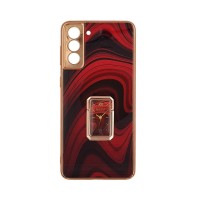 GKK Electroplate Glass Case with Holder Samsung Galaxy S21 Plus Κόκκινο