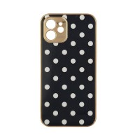 GKK Electroplate Glass Case Apple iPhone 12 Πουά Μαύρο