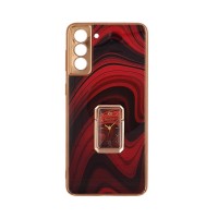 GKK Electroplate Glass Case with Holder Samsung Galaxy S21 Κόκκινο