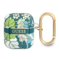 Θήκη Σιλικόνης Guess Flower Strap για Apple AirPods 1/2 Πράσινο