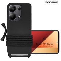 Θήκη Σιλικόνης με Κορδόνι CarryHang Sonique Xiaomi Redmi Note 13 Pro 4G / Poco M6 Pro 4G / Redmi Note 14S Μαύρο