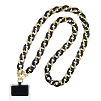 Κολιέ Λουράκι Sonique Golden Charm Ακρυλικό 120cm για Κινητό Μαύρο