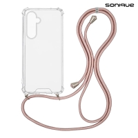Θήκη Σιλικόνης με Κορδόνι Sonique Armor Clear Samsung Galaxy M35 5G Ροζ Χρυσό Σατινέ