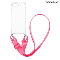 Θήκη Σιλικόνης με Strap Sonique Armor Clear Apple iPhone 16e Φουξ