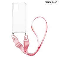 Θήκη Σιλικόνης με Strap Sonique Armor Clear Motorola Moto G75 5G Ροζ