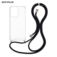 Θήκη Σιλικόνης με Κορδόνι Sonique Armor Clear Motorola Moto G05 4G / Moto E15 4G Μαύρο