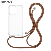 Θήκη Σιλικόνης με Κορδόνι Sonique Armor Clear Motorola Moto G05 4G / Moto E15 4G Καφέ