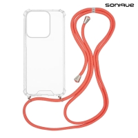 Θήκη Σιλικόνης με Κορδόνι Sonique Armor Clear Motorola Moto G15 4G / Moto G15 Power Κοραλλί