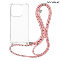 Θήκη Σιλικόνης με Κορδόνι Sonique Armor Clear Motorola Moto G15 4G / Moto G15 Power Rainbow Ροζ