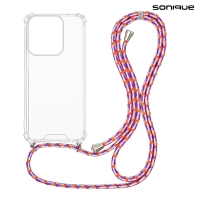 Θήκη Σιλικόνης με Κορδόνι Sonique Armor Clear Motorola Moto G15 4G / Moto G15 Power Rainbow Κοραλλί