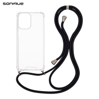 Θήκη Σιλικόνης με Κορδόνι Sonique Armor Clear Motorola Moto G34 5G Μαύρο