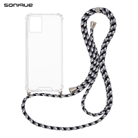 Θήκη Σιλικόνης με Κορδόνι Sonique Armor Clear Motorola Moto G53 5G Rainbow Μαύρο