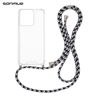 Θήκη Σιλικόνης με Κορδόνι Sonique Armor Clear Motorola Moto G75 5G Rainbow Μαύρο
