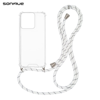 Θήκη Σιλικόνης με Κορδόνι Sonique Armor Clear Motorola Moto G75 5G Rainbow Λευκό