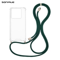Θήκη Σιλικόνης με Κορδόνι Sonique Armor Clear Xiaomi Poco M7 Pro 5G Πράσινο Σκούρο