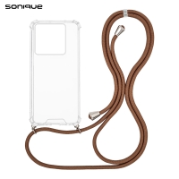Θήκη Σιλικόνης με Κορδόνι Sonique Armor Clear Xiaomi Poco M7 Pro 5G Καφέ