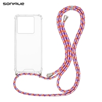 Θήκη Σιλικόνης με Κορδόνι Sonique Armor Clear Xiaomi Poco M7 Pro 5G Rainbow Κοραλλί