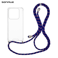 Θήκη Σιλικόνης με Κορδόνι Sonique Armor Clear Xiaomi Redmi Note 14 5G Rainbow Μπλε