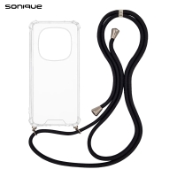 Θήκη Σιλικόνης με Κορδόνι Sonique Armor Clear Xiaomi Redmi Note 14 Pro 5G / Redmi Note 14 Pro Plus 5G / Poco X7 5G Μαύρο