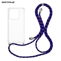 Θήκη Σιλικόνης με Κορδόνι Sonique Armor Clear Xiaomi Redmi Note 14 4G (164.84mm) Rainbow Μπλε