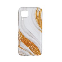 Θήκη Marble Silicon Huawei P40 Lite Gold / White