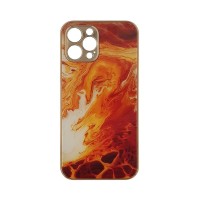 GKK Electroplate Marble Glass Case Apple iPhone 12 Pro Max Πορτοκαλί