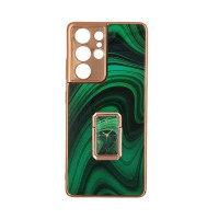 GKK Electroplate Glass Case with Holder Samsung Galaxy S21 Ultra Πράσινο