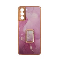 GKK Electroplate Glass Case with Holder Samsung Galaxy S21 Plus Βιολετί