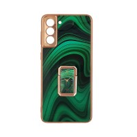 GKK Electroplate Glass Case with Holder Samsung Galaxy S21 Πράσινο
