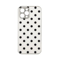 GKK Electroplate Glass Case Apple iPhone 12 Pro Max Πουά Λευκό