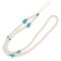 Κολιέ Λουράκι Κινητού Phone Strap Jewelry 80cm Blue Stone