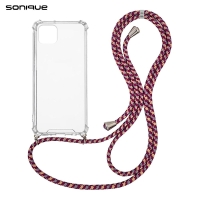 Θήκη Σιλικόνης με Κορδόνι Sonique Armor Clear Apple iPhone 11 Rainbow Μπορντό