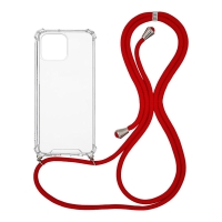 Θήκη Σιλικόνης με Κορδόνι Sonique Armor Clear Apple iPhone 13 Pro Max Κόκκινο