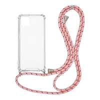 Θήκη Σιλικόνης με Κορδόνι Sonique Armor Clear Samsung Galaxy A12 / Galaxy M12 Rainbow Ροζ