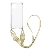 Θήκη Σιλικόνης με Strap Sonique Armor Clear Apple iPhone 12 Pro Max Μπεζ
