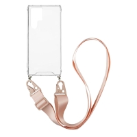 Θήκη Σιλικόνης με Strap Sonique Armor Clear Samsung Galaxy S22 Ultra Ροζ