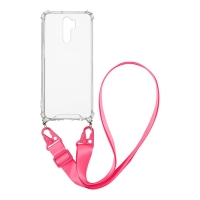 Θήκη Σιλικόνης με Strap Sonique Armor Clear Xiaomi Redmi 9 Φουξ