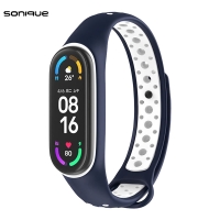 Λουράκι Σιλικόνης Sonique Sport για Xiaomi Mi Band 5/6 Σκούρο Μπλε / Λευκό